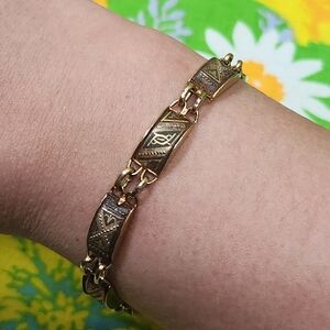 Vintage 70s Tribal Inspired Etched Bracelet